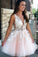 Lace Pink Karissa Homecoming Dresses Short Formal Graduation CD13308