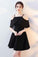 Homecoming Dresses Dayana Simple Black Aline With Flounce Straps CD13318