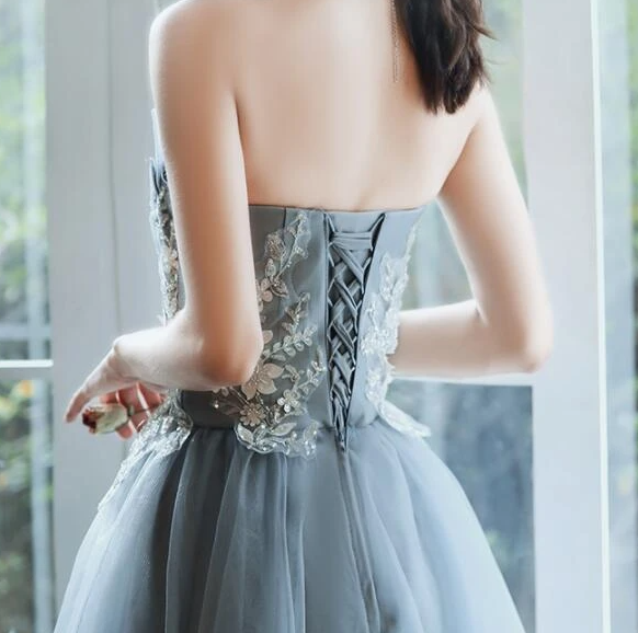 Charming Short Tulle With Applique Lace Olive Homecoming Dresses CD15744