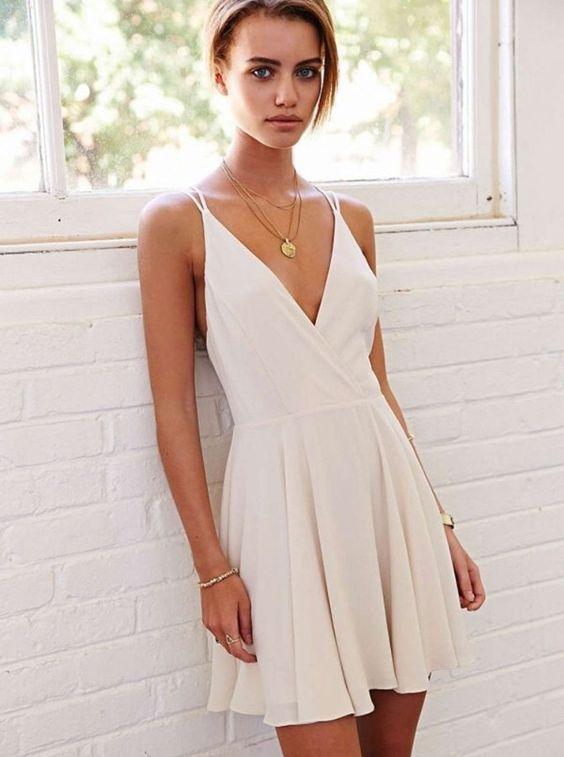 Adalyn Homecoming Dresses Short Simple White CD1635