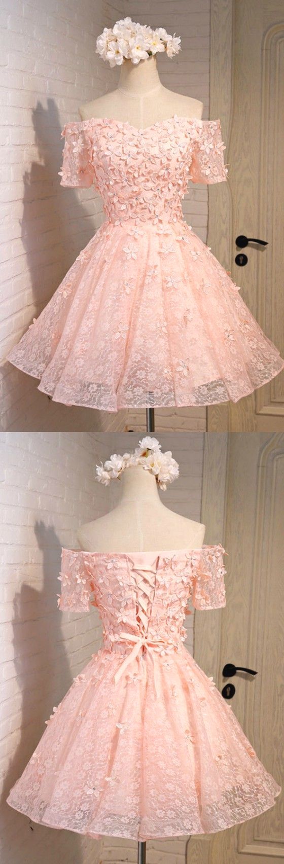 Off-The-Shoulder Short Tulle Homecoming Dresses Simone With Flowers CD169