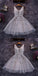 Short Gray Tulle Homecoming Dresses Destiny Appliqued CD184