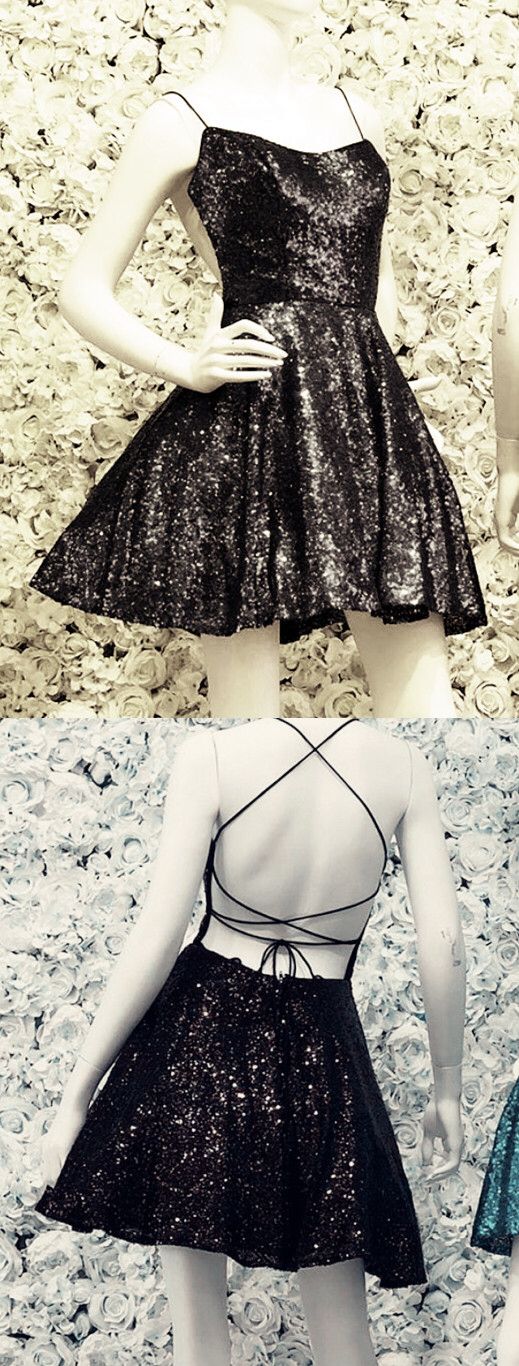Black Sequin Cross Back For Homecoming Dresses Kaylee Senior CD2022