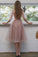 PINK TULLE BEADS SHORT PARTY DRESS Cecelia Homecoming Dresses CD20774