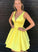 Yellow Homecoming Dresses Amara V Neck Short Dress CD2085