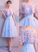 Light Blue Homecoming Dresses Madalyn Flowers Tulle Short CD21724
