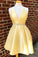 Judith Homecoming Dresses V Neck Yellow Party Dresses CD2258