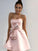 A-Line Strapless With Homecoming Dresses Satin Pink Gladys Bowknot CD22982