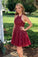 Halter Burgundy A-Line Homecoming Dresses Emelia Short CD23153