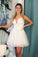 White A-Line Lace Homecoming Dresses Sydney Short Appliques CD23402