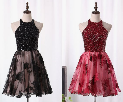 Homecoming Dresses Amy A-Line With Sequins Knee Length CD2409