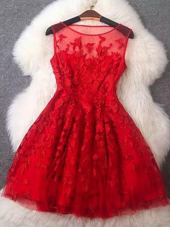 Short Red Beads Lace Homecoming Dresses Bella CD2413
