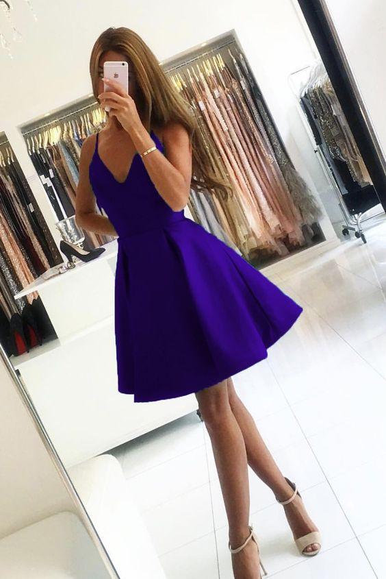 Short Purple Ruffle Alayna Homecoming Dresses Party Dress CD2443