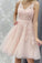 A Line Edith Homecoming Dresses Pink Lace Short CD24469