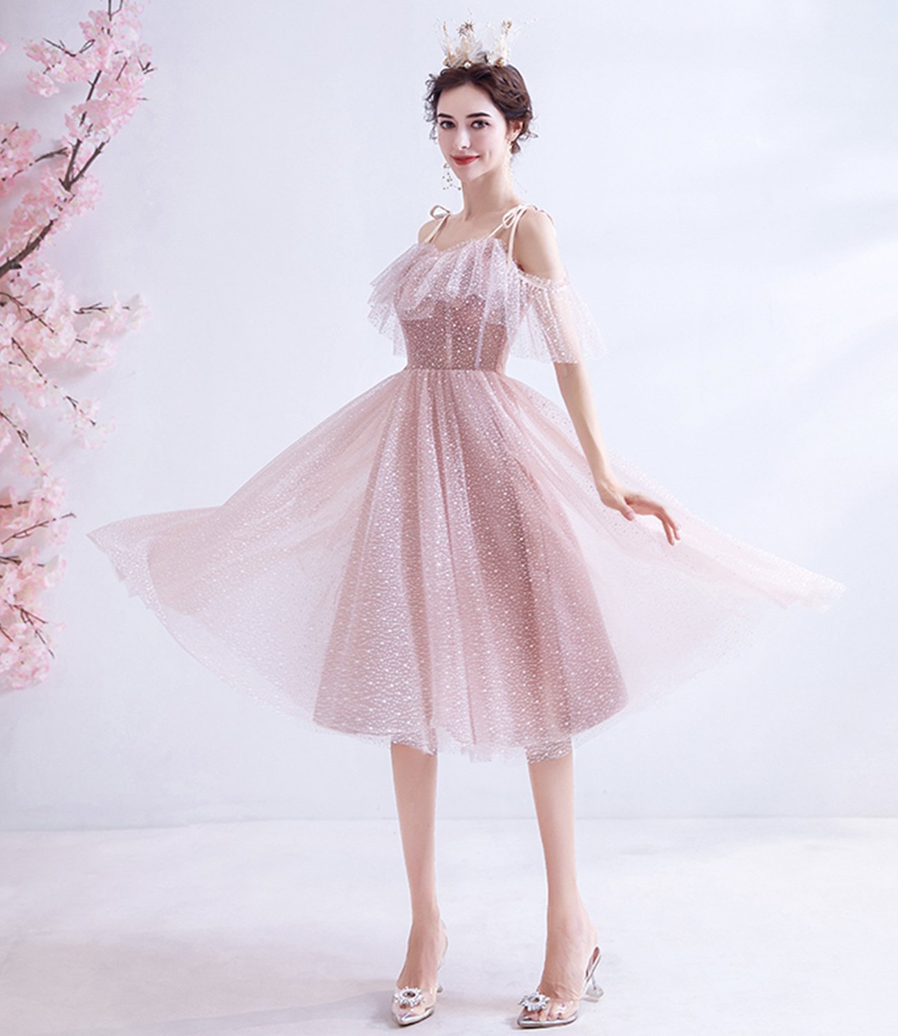 PINK TULLE SHORT A LINE Homecoming Dresses Jenny CD24561
