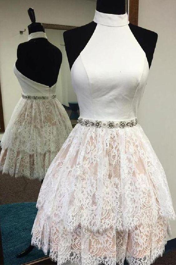 Arielle Homecoming Dresses Lace White CD2459