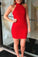 High Neck Red Tight Mini Addisyn Homecoming Dresses CD24697