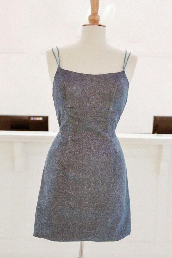 Tight Grey Short Jessica Homecoming Dresses With Double Straps CD24699