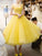 Yellow Tulle Beads Short Yellow Homecoming Dresses Amiya CD24702