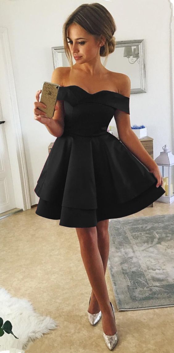 Short Homecoming Dresses Arianna Black For Back To School CD2571