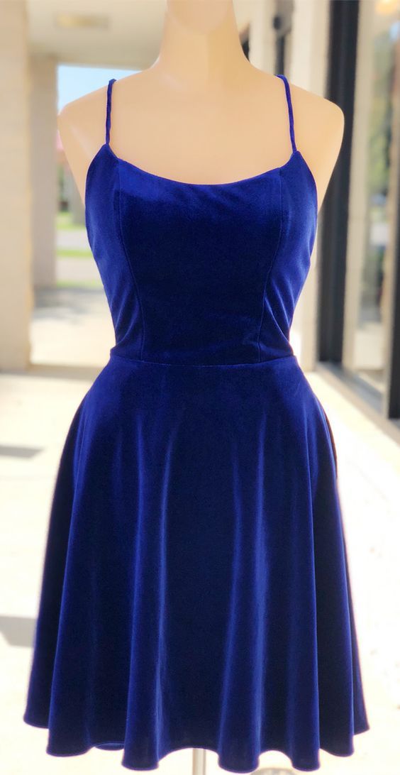 Simple Naima Homecoming Dresses Royal Blue Velvet Party Dress CD2591