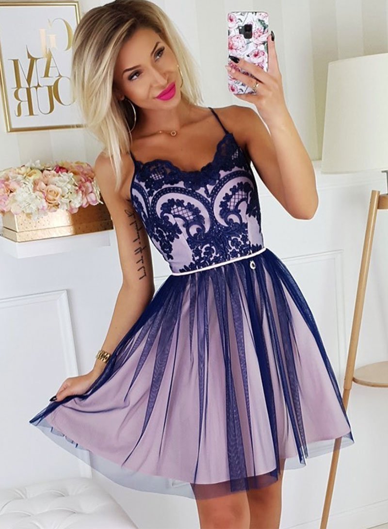 Cute Tulle Short Lace Kallie Homecoming Dresses Dress CD2596