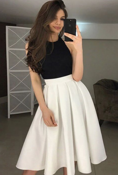 Cute Black And White Jaden Homecoming Dresses Short Dress CD2742