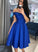 Simple Blue Short Dress Homecoming Dresses Ayanna Satin CD2794