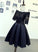 Rebekah Lace Satin Homecoming Dresses Black Short Dress CD2795