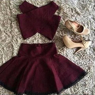 Burgundy 2 Piece Party Adyson Homecoming Dresses Dresses CD2898