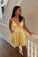 Short In Yellow Color With Pocketes Homecoming Dresses Cora And Straps CD2957