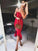 Sheath Red Cocktail Homecoming Dresses Nathaly Strapless With Ruffles CD3364