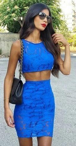 Two Homecoming Dresses Una Royal Blue Lace Piece With CD3400