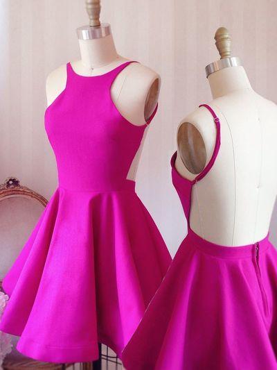 Cute Hot Pink Karsyn Homecoming Dresses With Open Back CD3584