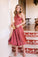 Fancy A-Line Homecoming Dresses Alicia Halter Knee Length CD3733
