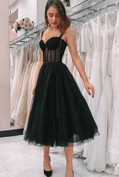 Simple Black Salma Homecoming Dresses Tulle Short Dress CD4105