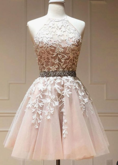 Cute Mckenna Lace Homecoming Dresses Tulle Short Dress CD4126