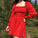 Red Homecoming Dresses Anabel Square Neck With Long Sleeve CD4225
