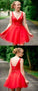 Simple V Homecoming Dresses Janiah Neck Straps Red CD4522