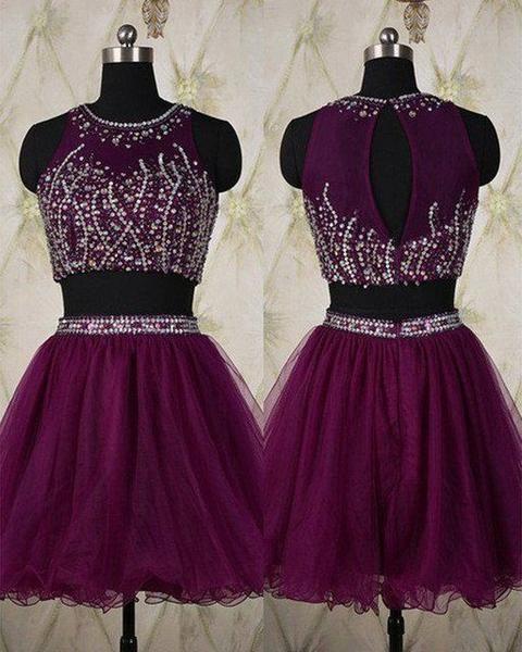 Two Piece Beading With Open Homecoming Dresses Lucia Back CD4746