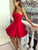 Ryan Homecoming Dresses Strapless Red Short Party Dresses With Ruffles CD510