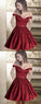 A-Line Off Shoulder Burgundy Theresa Homecoming Dresses With Beading CD668