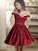 A-Line Off Shoulder Cheryl Homecoming Dresses Burgundy With Beading CD668