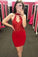 High Homecoming Dresses Joy Neck Tight Red Party CD6834
