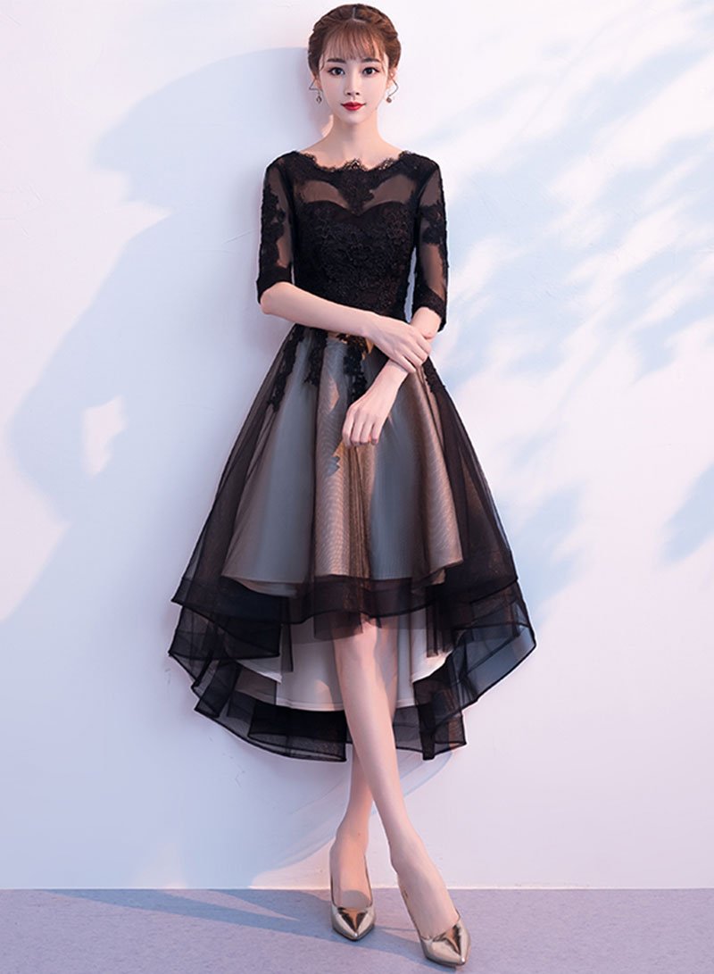 Black Tulle Short Kim Lace Homecoming Dresses Dress CD728