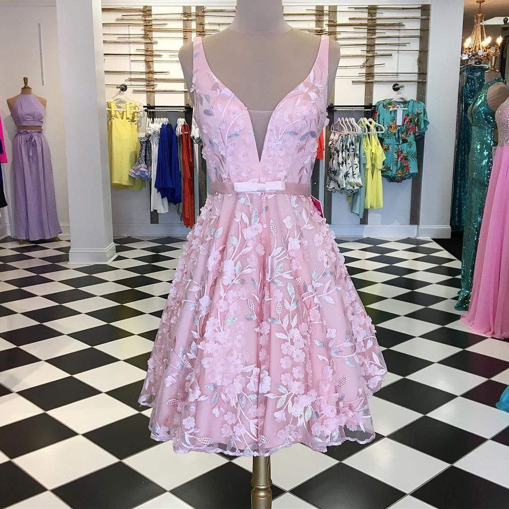 Gorgeous Pink Johanna Lace Homecoming Dresses For Teens Sleeveless Freshman CD764
