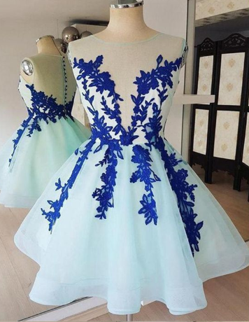 Sleeveless Appliques Homecoming Dresses Cocktail Patti Lace Tulle Dresses CD830
