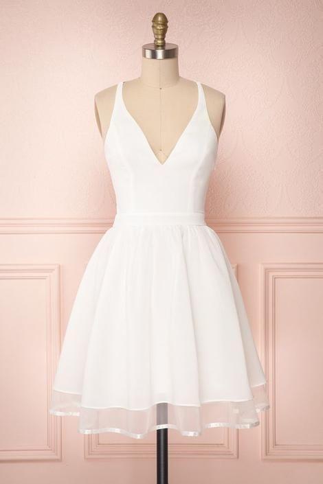 White Short Party Homecoming Dresses Mikaela Dress CD8489