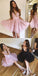 V-Neck Jewel Pink Lace Homecoming Dresses CD90