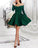 Short Kelsie Satin Homecoming Dresses Ruffles With Velvet Sleeves CD94